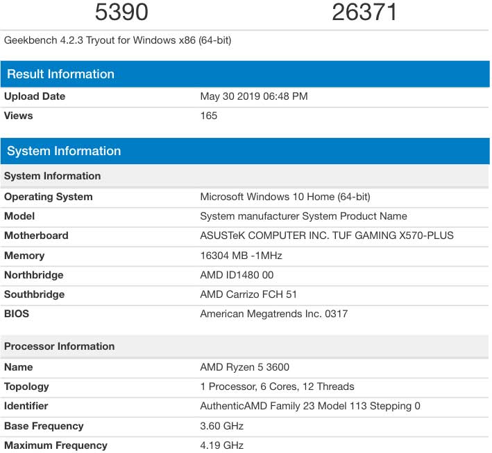 Des résultats de bench impressionnants pour le Ryzen 5 3600 AMD en