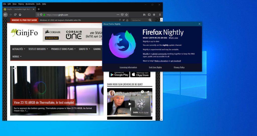 Navigateur Firefox Nightly de Mozilla et la fonction Fission