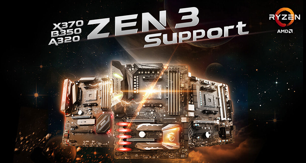 Płyty główne X370, B350 i A320, MSI ogłasza wsparcie dla Zen 3