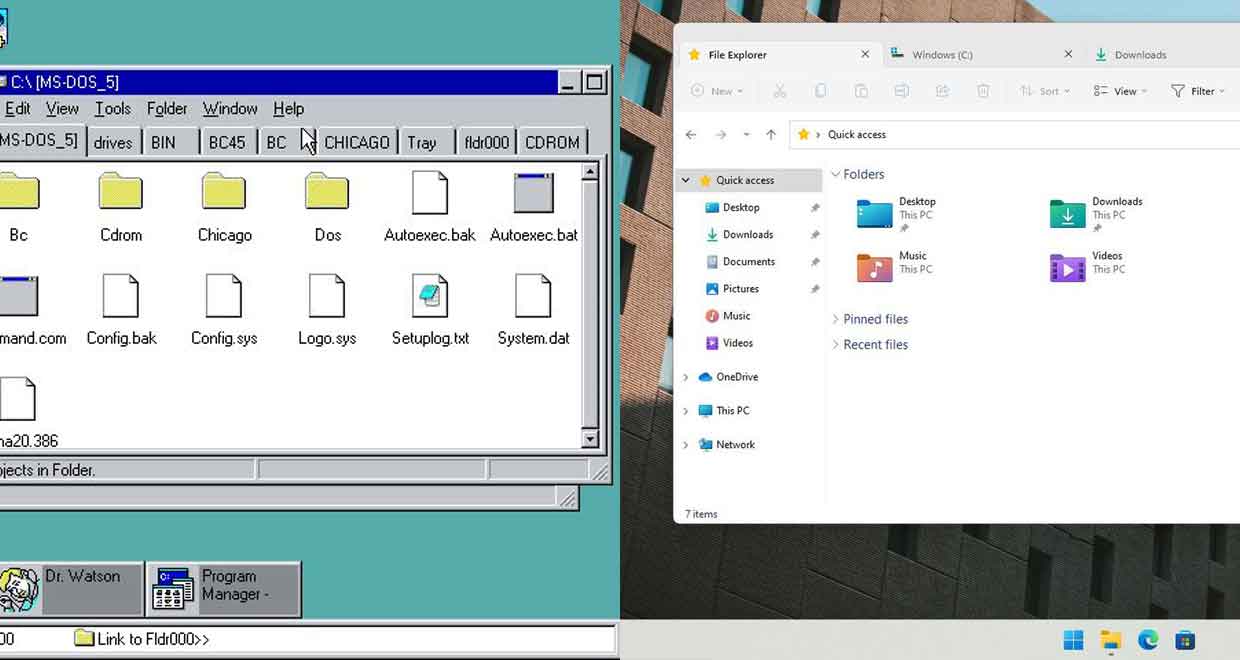 Prise en charge des onglets par l'explorateur de fichiers - Windows 95 Vs Windows 11