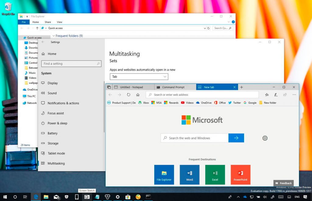 Windows 10 et la prise en charge des onglets par l'explorateur de fichiers