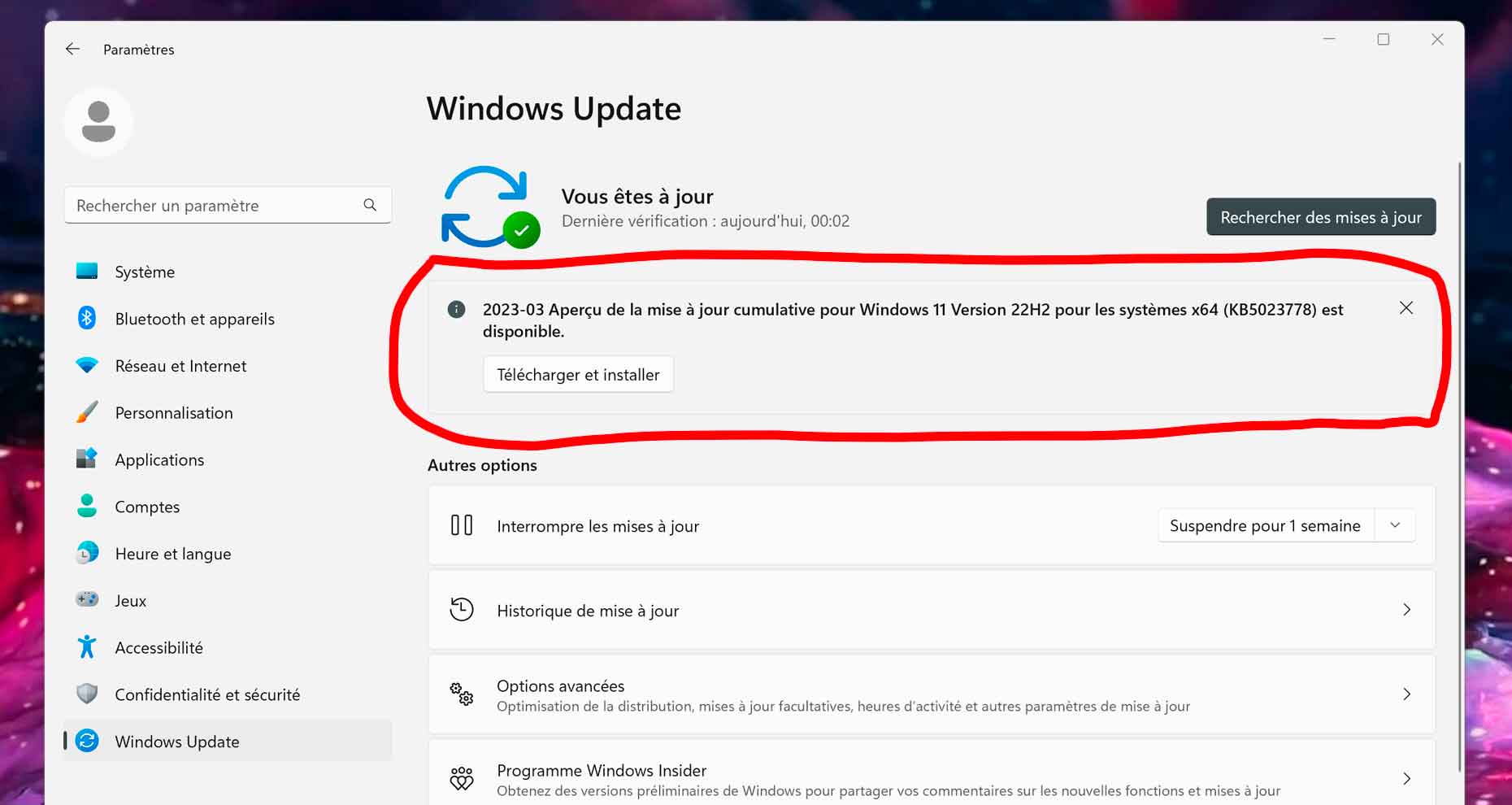 Windows 11, beware of optional update KB5023778