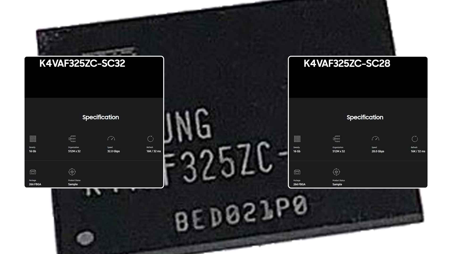 Samsung référence deux modules GDDR7 (28 et 32 Gbps)