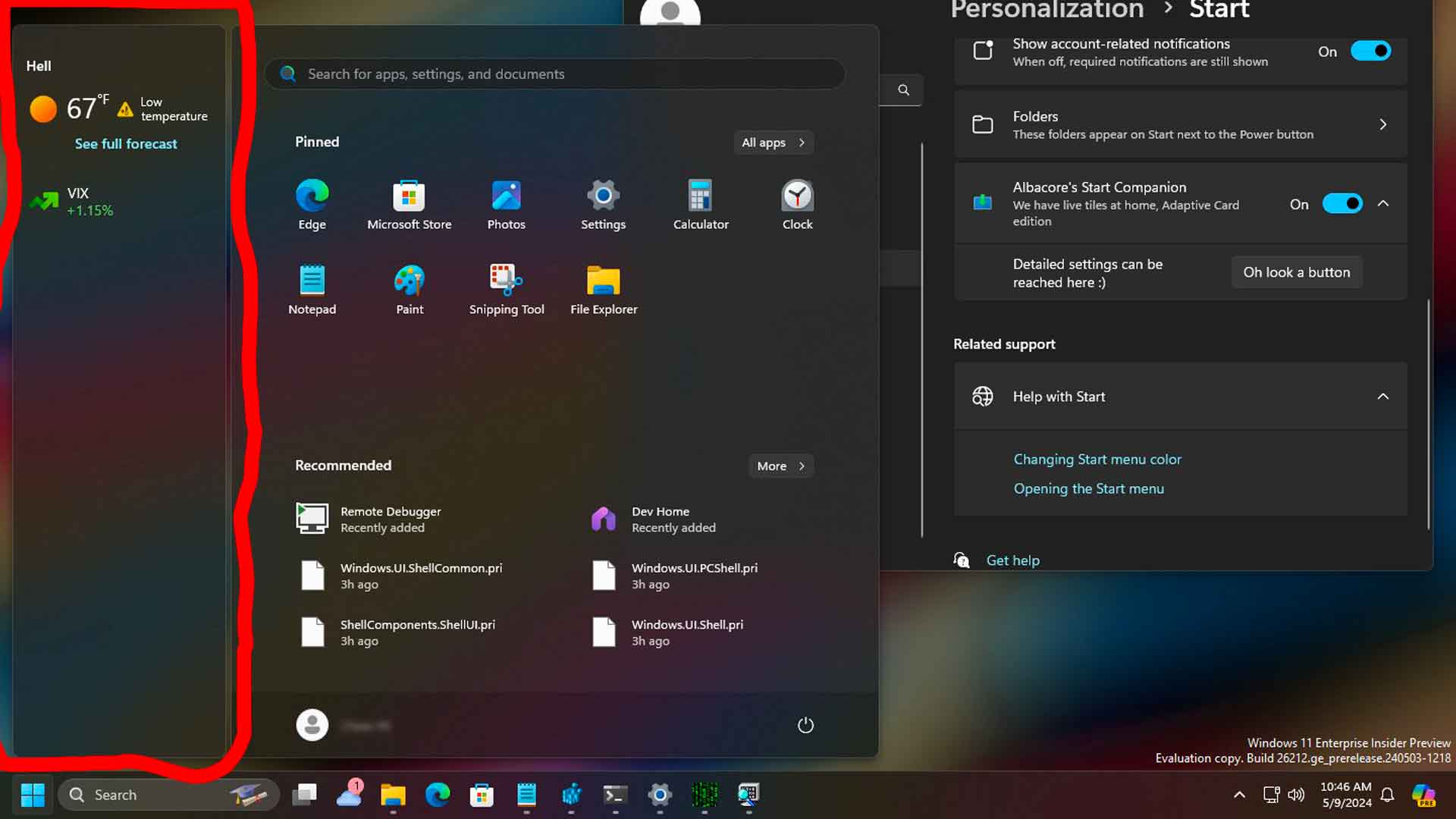 Windows 11, Microsoft travaille sur une option permettant d'ajouter des Widgets au menu demarrer
